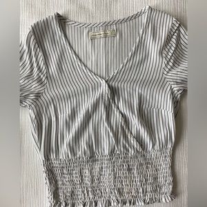 Abercrombie white and navy striped shirt size xs